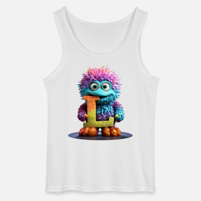 Regenbogenmonster mit Buchstabe L - Gildan Männer Tank Top - Weiß