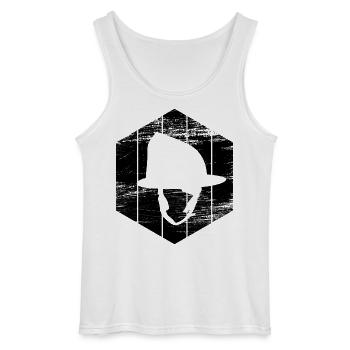 Firefighter's helmet - Gildan Men’s Tank Top - white - Front - AI Model Male 185 dark (185cm)