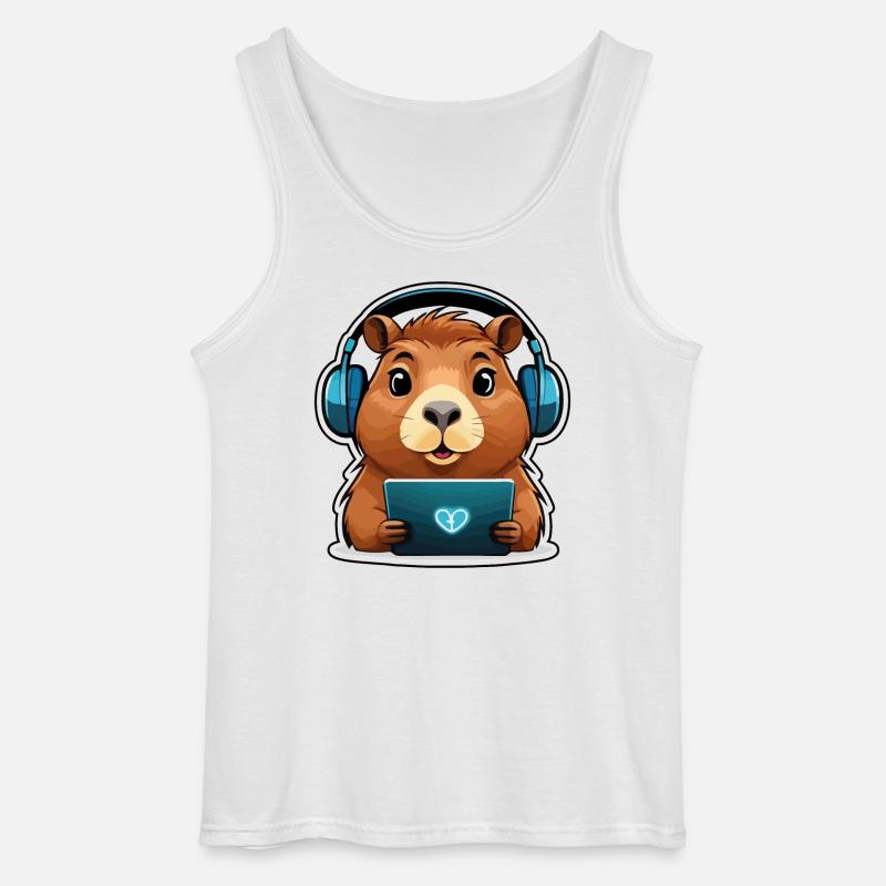 Capybara mit Computer - Gildan Männer Tank Top - Weiß