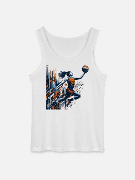 Kvinde Basketball Dunking Design - Gildan tanktop til mænd - hvid