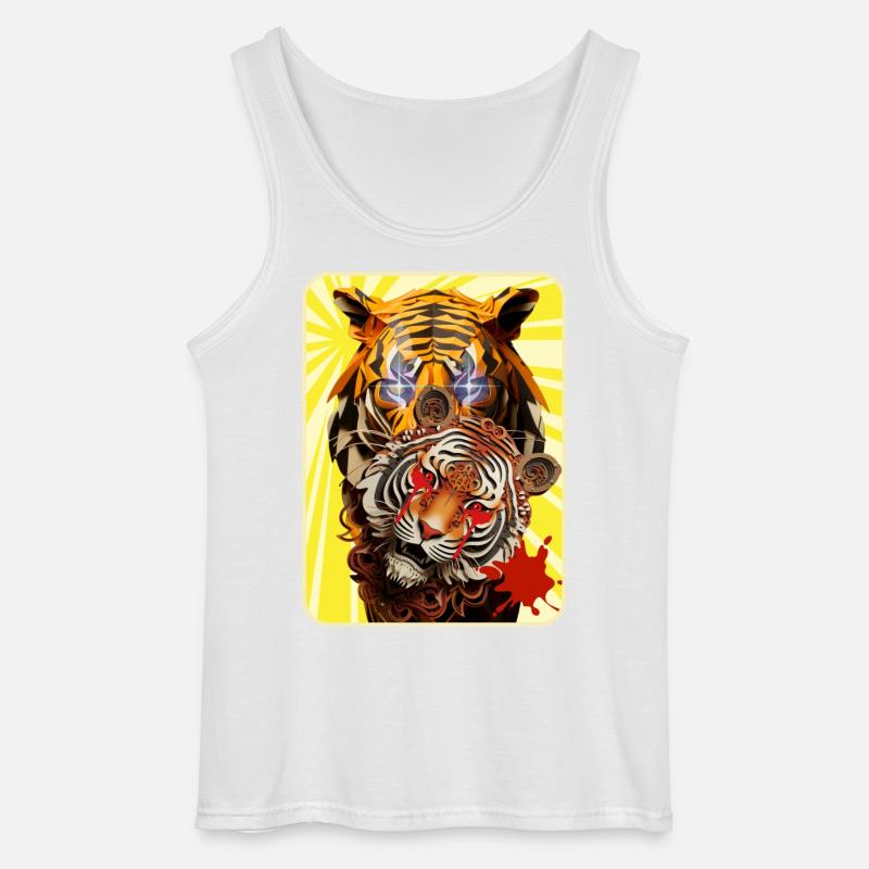 Tiger und Löwe - Gildan Männer Tank Top - Weiß