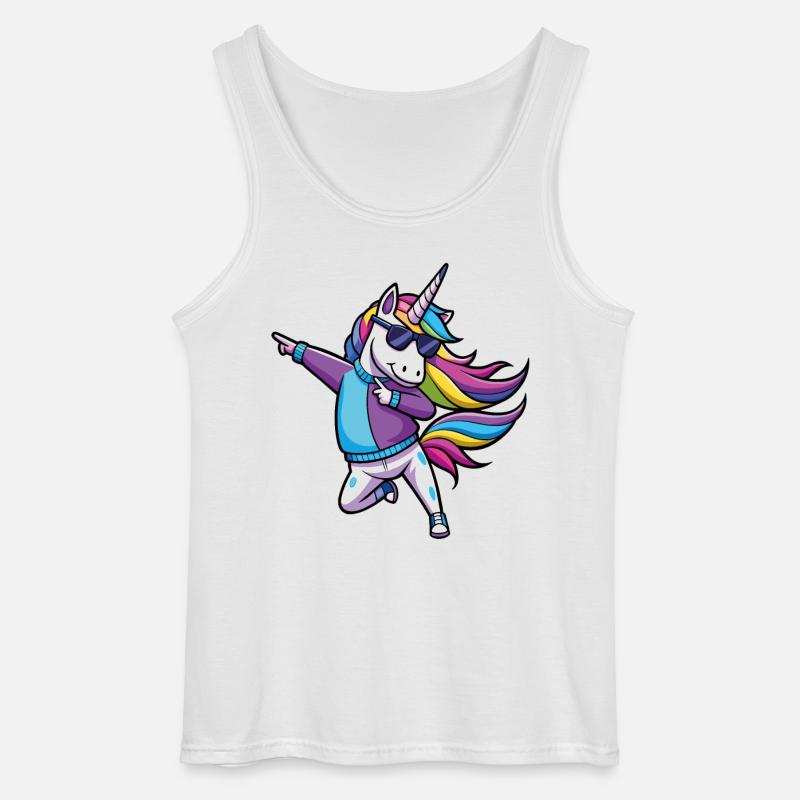 regnbue enhjørning danser illustration - Gildan tanktop til mænd - hvid