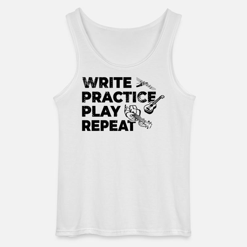 Writing, practicing, playing, repeating - Gildan Men’s Tank Top - white