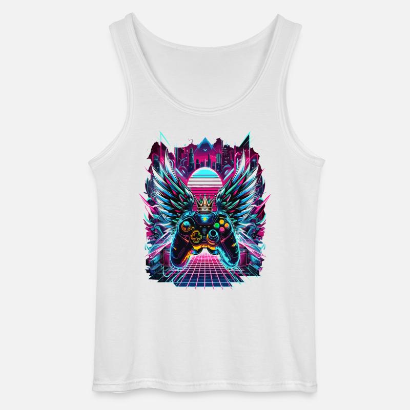 Synthwave Sunset Gamer Controller - Gildan Männer Tank Top - Weiß