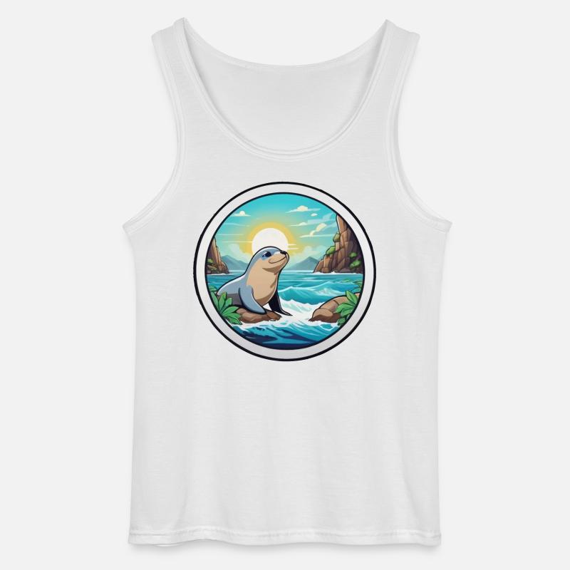 Kleine Robbe an der Küste - Gildan Männer Tank Top - Weiß