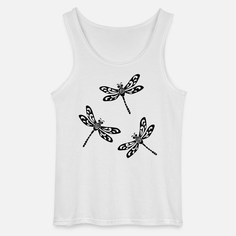 Trio schwarzer Libellen - Gildan Männer Tank Top - Weiß