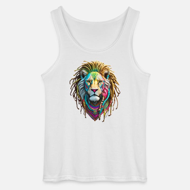 Bunte Afro Löwen und kunstvolle Dreadlocks - Gildan Männer Tank Top - Weiß