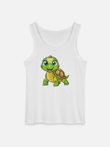 Skilpadde Søt tegneseriefigur Kawaii Clipart - Gildan singlet for menn - hvit