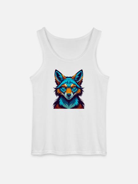 prärievarg, färgrik, kawaii, tecknad figur Clipart - Gildan tanktopp herr - vit