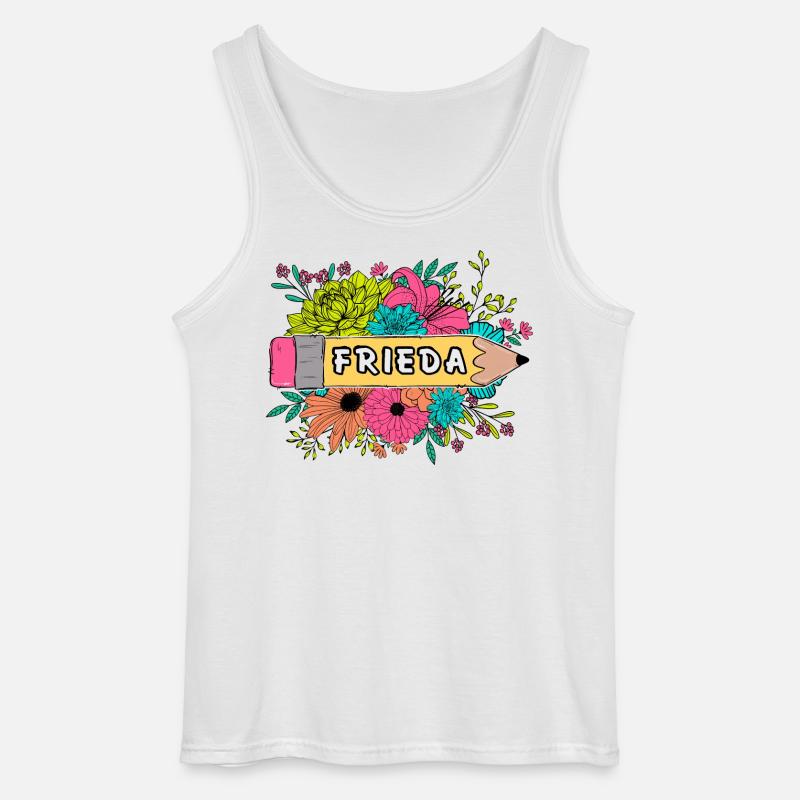 Blumen und Bleistift mit Name Frieda - Gildan Männer Tank Top - Weiß