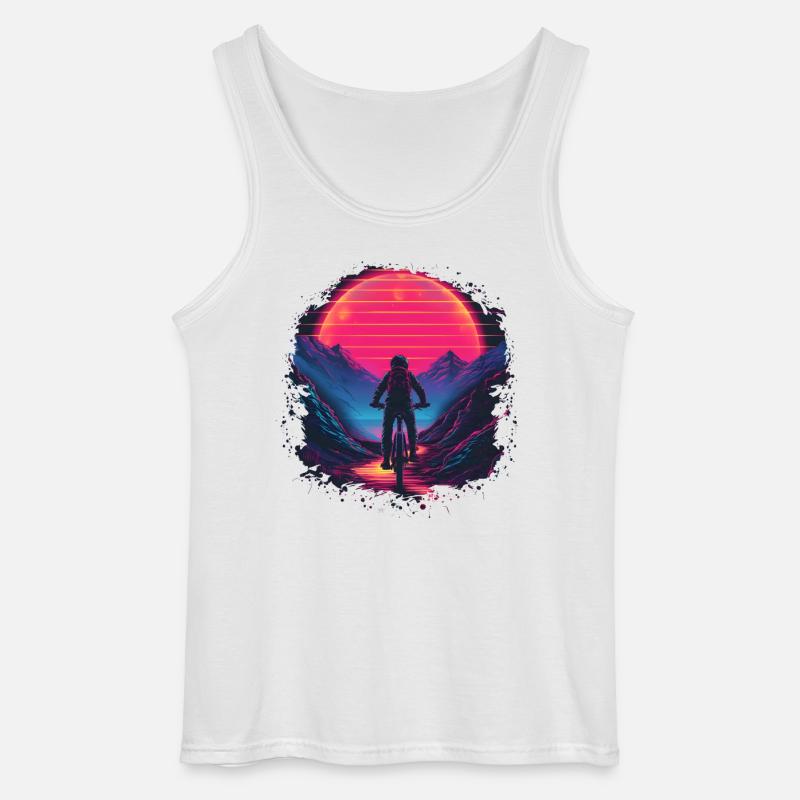 Mountain Biking Synthwave - Gildan Men’s Tank Top - white