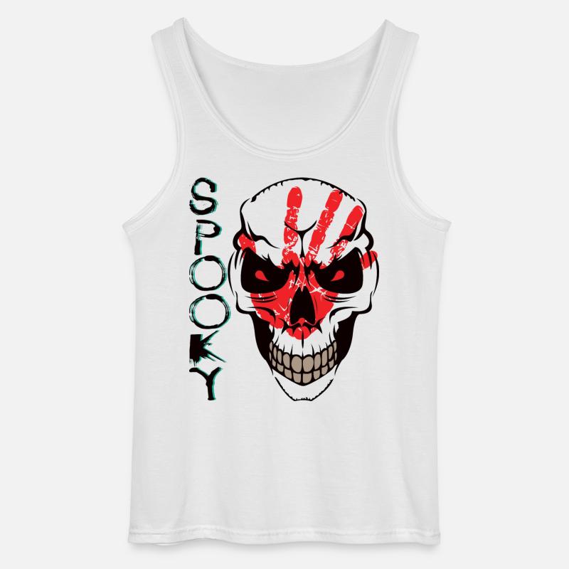 Spooky Skelettschädel - Gildan Männer Tank Top - Weiß