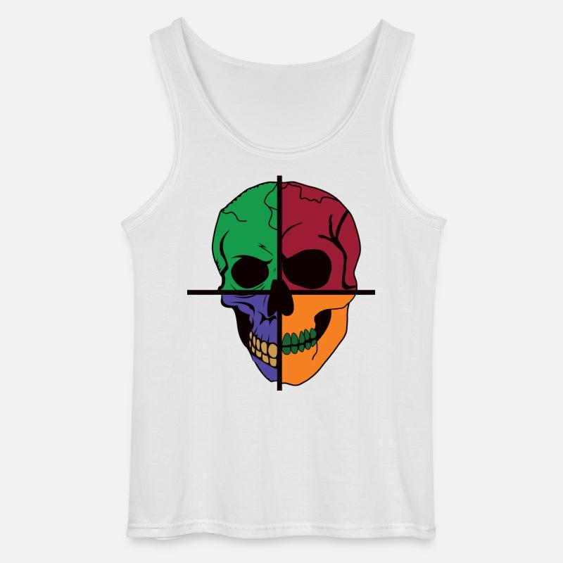 Vier geteilter Skelettschädel - Gildan Männer Tank Top - Weiß