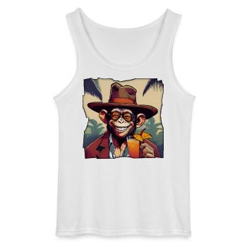 Monkey with cocktail! - Gildan Men’s Tank Top - white - Front - AI Model Male 185 dark (185cm)