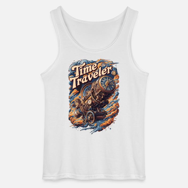 Zeitreisender Steampunk Uhr Abenteuer Design - Gildan Männer Tank Top - Weiß