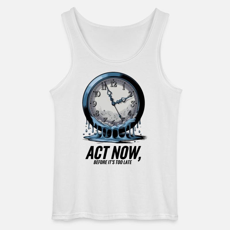 Melting Clock Act Now Klimabewusstsein Kunst - Gildan Männer Tank Top - Weiß
