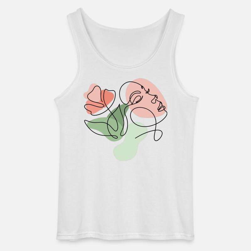 Minimalistisches Blumen-Liniendesign - Gildan Männer Tank Top - Weiß