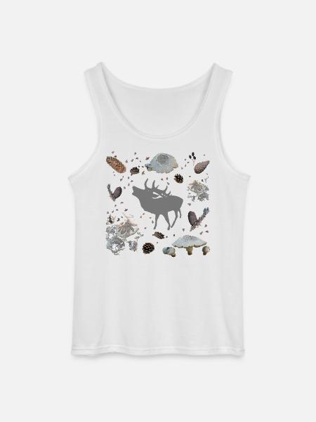 Hjorte med kogler og svampe - Gildan tanktop til mænd - hvid