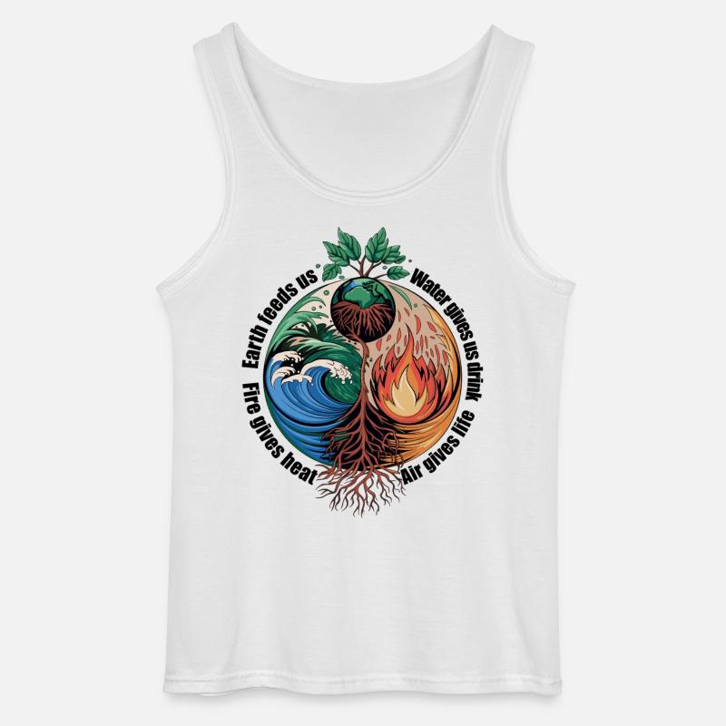 Vier-Elemente-Baum - Erde, Wasser, Feuer, Luft - Gildan Männer Tank Top - Weiß