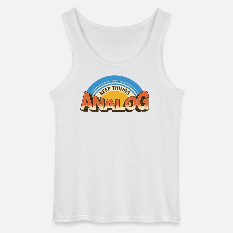 Keep Things Analog – Retro Tech Statement - Gildan Men’s Tank Top - white