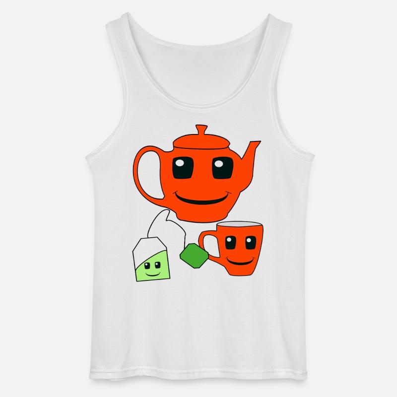 Teekanne Tee Tasse Teebeutel - Gildan Männer Tank Top - Weiß