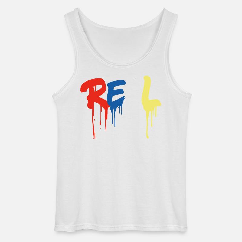 Graffiti-Style "REAL" - bunter tropfender Buchstabe - Gildan Männer Tank Top - Weiß