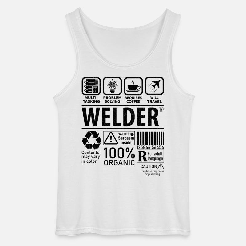 Welder multi tasking problem solving requires - Gildan Men’s Tank Top - white