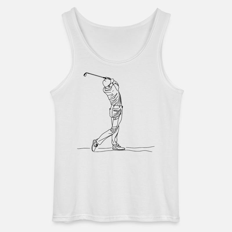 Golf Boy One Line Drawing - Gildan Männer Tank Top - Weiß