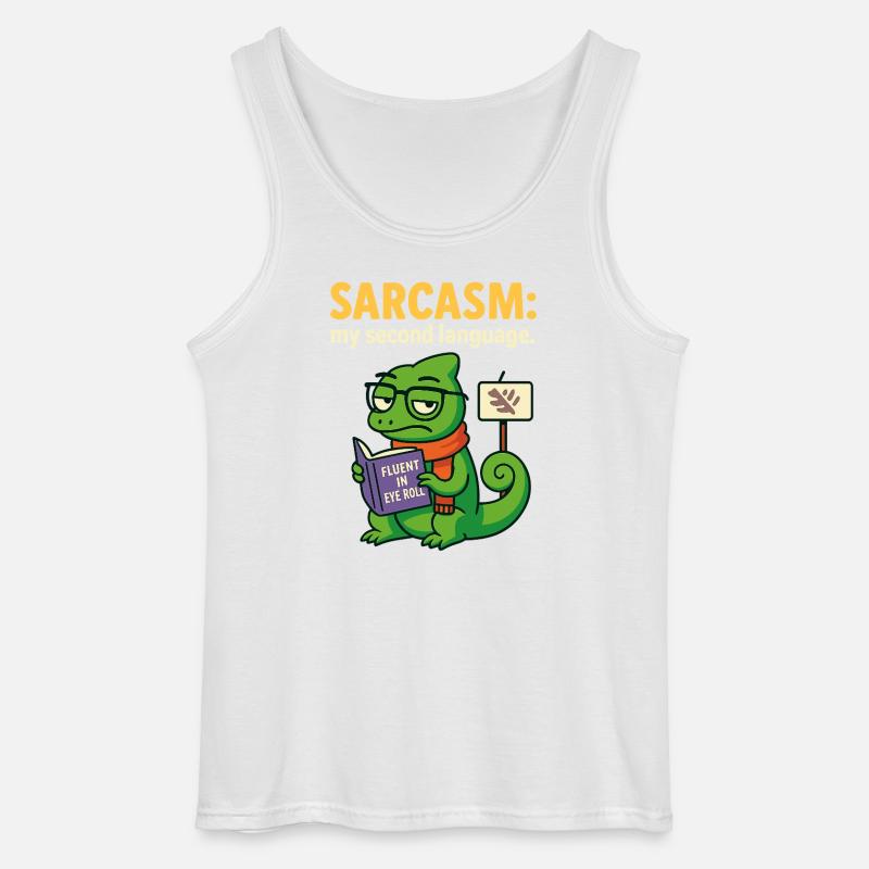 Second Language Sarcasm - Gildan Men’s Tank Top - white