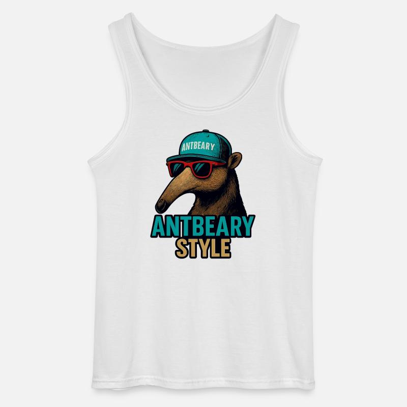 Antbeary Style Aardvark Cartoon - Gildan Men’s Tank Top - white