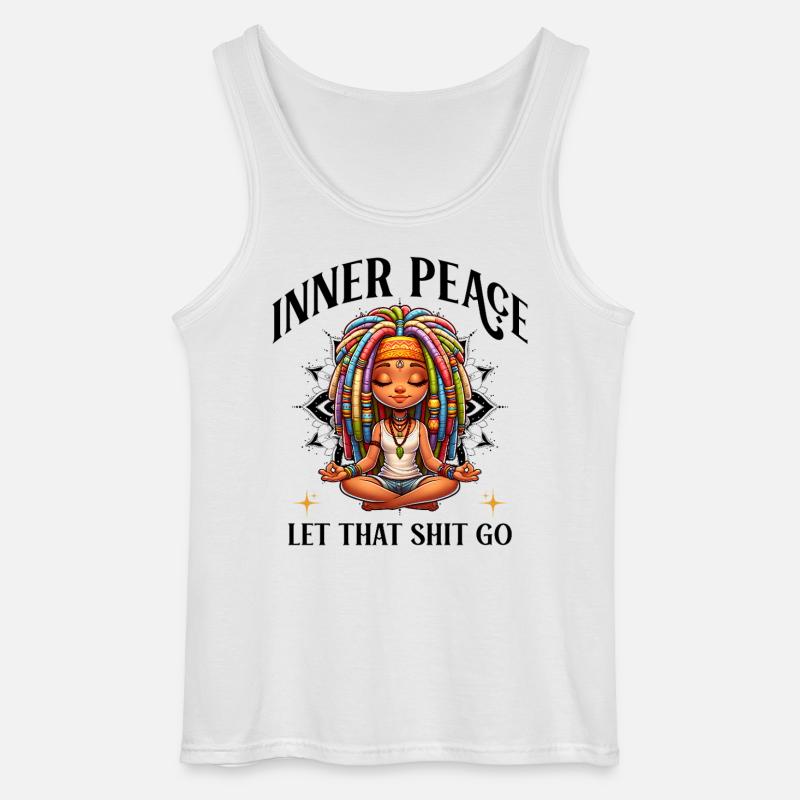 Bunte Meditationsfigur Dreadlocks Yoga  - Gildan Männer Tank Top - Weiß