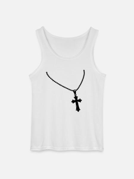 Collier avec croix - Débardeur Gildan Homme - blanc