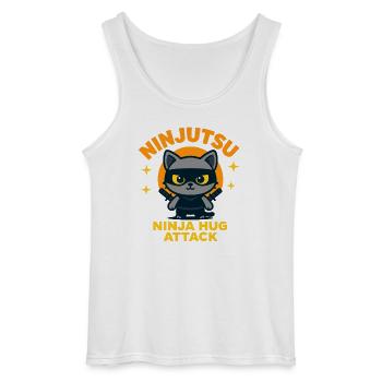 Ninja Cat Attack - Gildan Men’s Tank Top - white - Front - AI Model Male 185 dark (185cm)