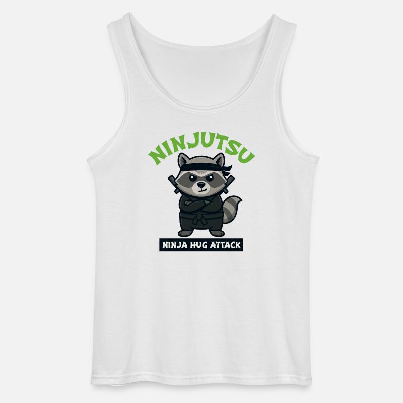 Waschbär Ninja Umarmungsangriff - Gildan Männer Tank Top - Weiß