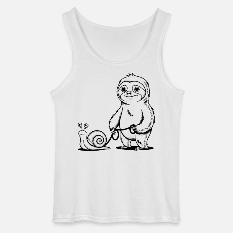 Faultier und Schnecke - Gassi gehen - Gildan Männer Tank Top - Weiß