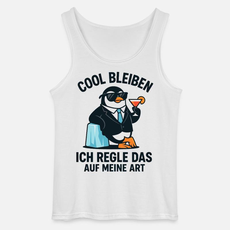 Penguin Cocktail Anzug - Gildan Männer Tank Top - Weiß