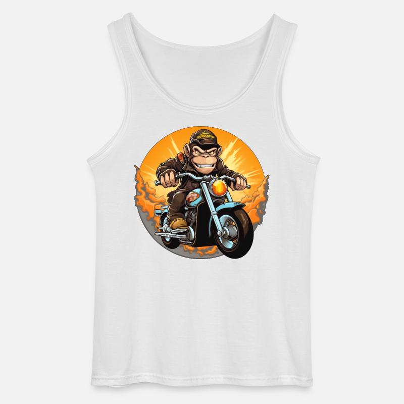 Affe Motorrad / Motorradfahrer Affen - Gildan Männer Tank Top - Weiß