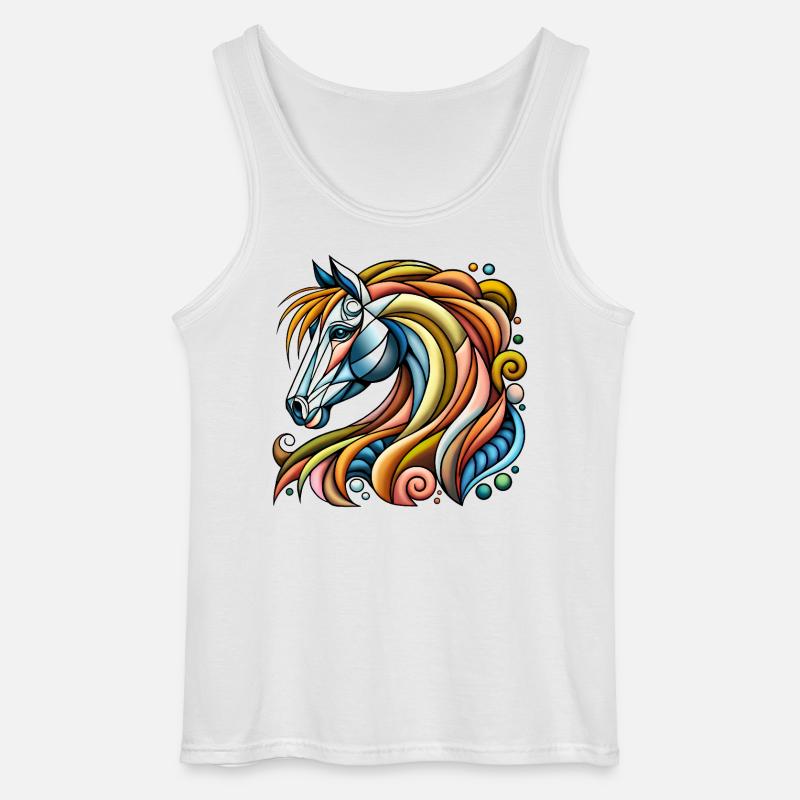 Lebendiges abstraktes Einhorn-Porträt - Gildan Männer Tank Top - Weiß