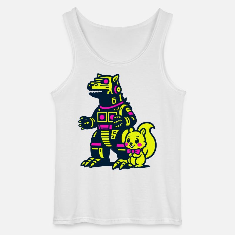 Mecha Drache mit Eichhörnchen - Gildan Männer Tank Top - Weiß