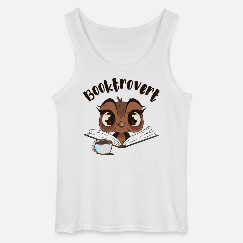 Booktrovert Eule mit Buch und Kaffee - Gildan Männer Tank Top - Weiß