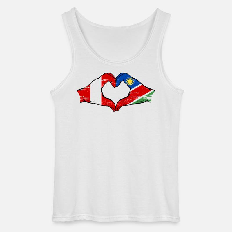 Peru Namibia Flagge Herz used - Gildan Männer Tank Top - Weiß