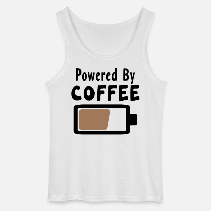Powered By Coffee - Kaffee Statement Spruch - Gildan Männer Tank Top - Weiß