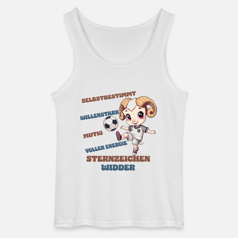 Fußball Sternzeichen Widder Eigenschaften Aries - Gildan Männer Tank Top - Weiß