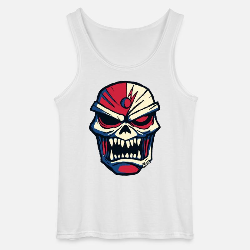 Düsterer Totenkopf im Comic Stil - Gildan Männer Tank Top - Weiß