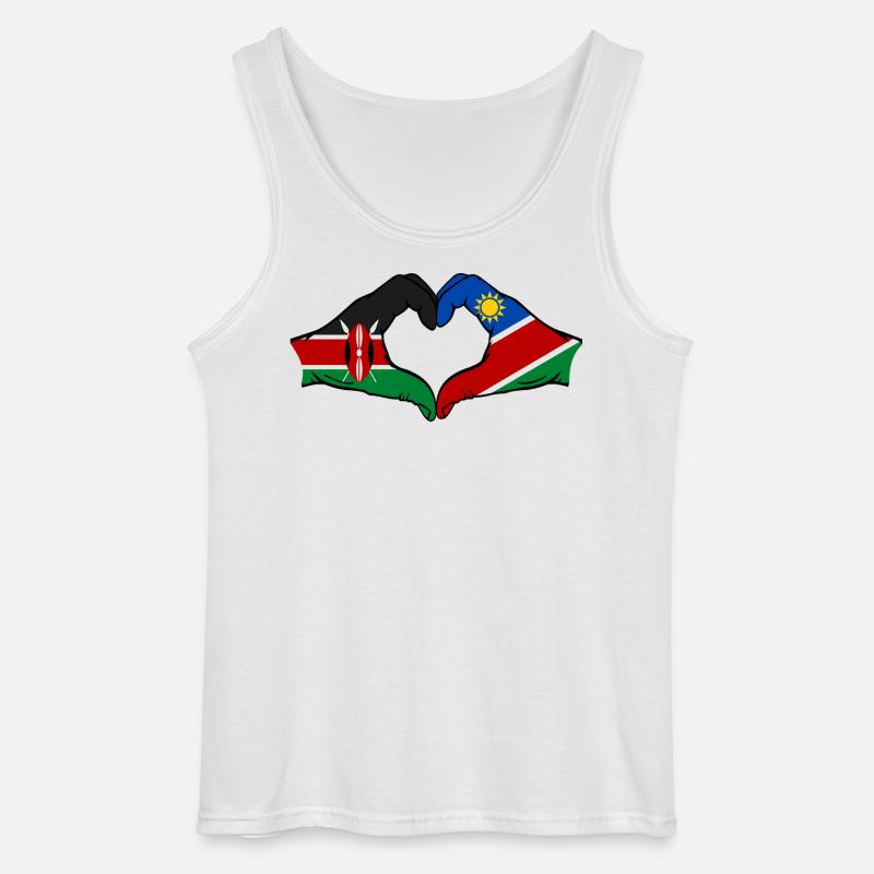 Kenya Namibia Flag Hands Heart Shape - Gildan Men’s Tank Top - white