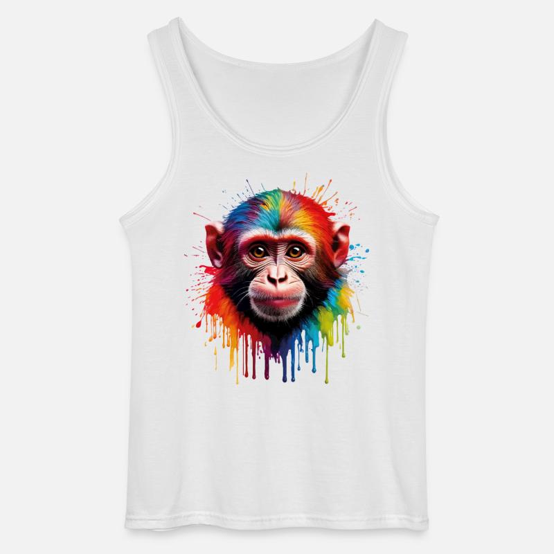 Bunter Affe mit Farbexplosion - Gildan Männer Tank Top - Weiß