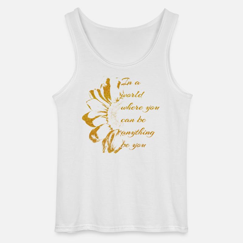 Goldene Botschaft-SEI DU mit Sonnenblume - Gildan Männer Tank Top - Weiß