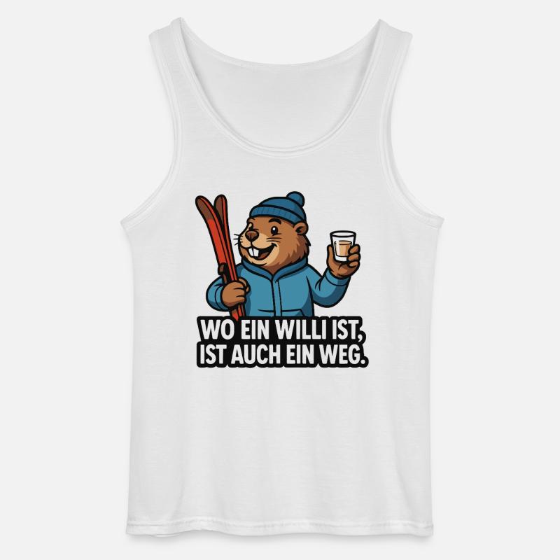 Ski Murmeltier Willi Spruch - Gildan Männer Tank Top - Weiß