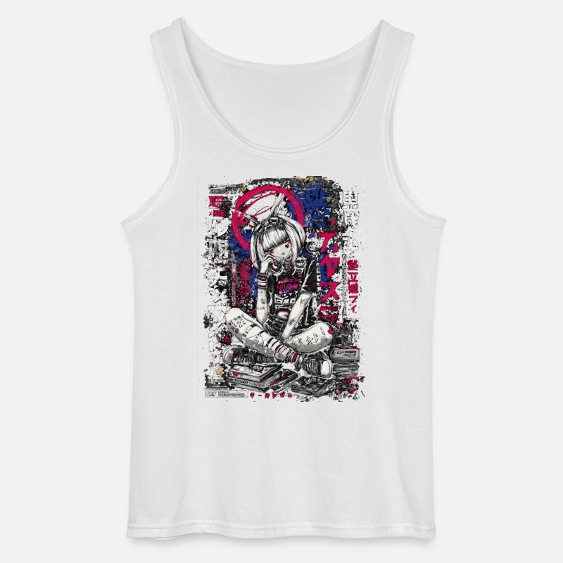 Cyberpunk Mädchen mit Graffiti-Design - Gildan Männer Tank Top - Weiß