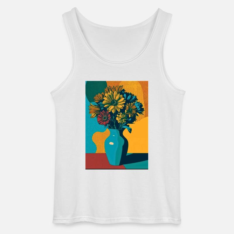 Pop Art Blumen auf blauer Vase - Gildan Männer Tank Top - Weiß